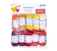 Fils à crocheter - Gründl - Coton Quick minis - 10 pelotes - 37,5 m - Jaune, Orange, Rouge