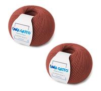 Fils à tricoter 100% Laine Vierge Mérinos Extrafine de Lana Gatto Ligne Super Soft, Made in Italy. Ligne Super Soft, laine de qualité supérieure, 100 g. 250 mt, (2, Rouge Brique - 14574)