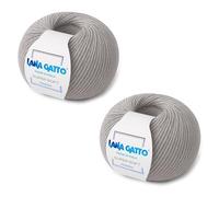 Fils à tricoter 100% Laine Vierge Mérinos Extrafine de Lana Gatto Super Soft100 g. 250 mt, (2, Gris Clair - 20741)