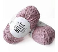 Fils à tricoter de coton, viscose et lin, gouttes Belle, DK, poids peigné léger, 1,8 oz 131 Yards (16 mauve)