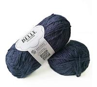 Fils à tricoter de coton, viscose et lin, gouttes Belle, DK, poids peigné léger, 1,8 oz 131 Yards 20 bleu marine.