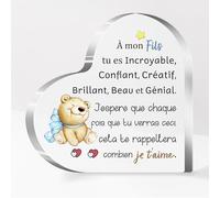 Fils Acrylique Plaque Ornements Coeur Hommes Anniversaire Obtention du Diplôme Cadeaux Bureau Signe Source Inspiration Présent Décoration Maison Noël Rappel Jour de Famille Je T’aime Souvenirs