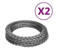 vidaXL Fils Barbelés Hélicoïdaux Rouleaux 2 pcs, Fils de Fer Barbelés pour Clôture, Rouleaux de Fil pour Barrière Jardin, Acier Galvanisé 100 m