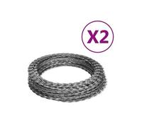 vidaXL Fils barbelés hélicoïdaux 2 pcs 100 m Acier galvanisé pour clôture jardin