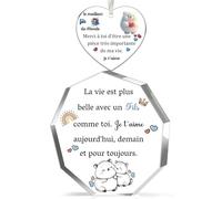 Fils Cadeaux Ensemble 2 Pièces Plaque Acrylique Nonagone Cœur Ornement Suspendu Anniversaire Hommes Diplôme Inspirant Aller À L'Université Apprécier Noël Journée en Famille Souvenir