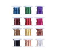 Fils d ' artisanat robustes en laiton anodisé de couleur polyvalente, accessoire flexible de calibre 12, portable pour les projets, paquet de 12 rouleaux de fils assortis