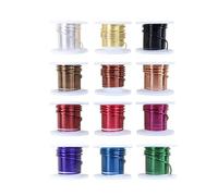 Fils d ' artisanat robustes en laiton anodisé de couleur polyvalente, accessoire flexible de calibre 12, portable pour les projets, paquet de 12 rouleaux de fils assortis