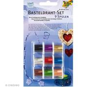 Fils de fer colorés FOLIA - 9 rouleaux de 2 m | 0,3 mm | Multicolore
