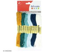 Fils En Coton Artemio Honey - Bleu, Ocre, Blanc - 12 ?Chevettes De 8 M?Tres Lot De Fils En Coton Artemio Pour Bracelets Br?Siliens,