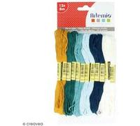 Fils En Coton Artemio Honey - Bleu, Ocre, Blanc - 12 ?Chevettes De 8 M?Tres Lot De Fils En Coton Artemio Pour Bracelets Br?Siliens,