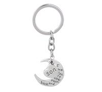 Fils Je t'aime jusqu'à la Lune et au Dos - Porte-clés en Forme de Lune et de cœur Cadeau de Noël 1 pièces, Argent Nice Processing