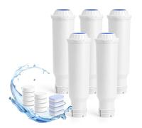 Filswa Lot de 5 filtres à eau pour machines à café automatiques + 4 tablettes de détartrage + 8 tablettes de nettoyage pour machine à café Melitta Pro Aqua, Jura, Krups F088, Nivona, WMF Perfection