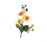 Filteilect Bouquet d'orchidée phalaenopsis artificielle réaliste, 25 cm, fausses fleurs aux couleurs vives, pas d'arrosage nécessaire, décoration d'intérieur pour bureau (jaune)