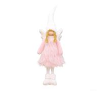 Filteilect Décoration de Noël - Poupée d'ange avec ailes - Design en peluche blanche et rose, styles escamotable et assis pour décoration de maison de vacances (rose clair)