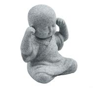 Filteilect Figurine de moine Bouddha sage en résine de grès « See No Evil Speak No Evil Hear No Evil », petite décoration de pelouse pour extérieur et intérieur (D)