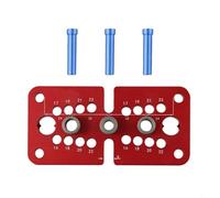 Filteilect Gabarit de perçage pour bois, guide de perçage vertical auto-centrant pour le travail du bois avec diamètre de trou de 8 mm/10 mm, construction métallique, rouge, comprend 3
