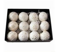 Filteilect Grand pendentif boule de Noël vintage de 80 mm, décoration d'intérieur en plastique léger pour arbre, décoration d'intérieur, compatible avec les décorations festives (blanc)