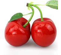 Filteilect Grande grappe de cerises artificielles rouges pour décoration de jardin, simulation réaliste de faux fruits pour la décoration festive de la maison et du bureau, fausses cerises résistantes