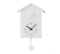 Filteilect Horloge murale décorative en forme de nichoir avec pendule mobile, volume réglable, affichage intelligent de l'heure, salon, bureau, cuisine, mode nuit silencieuse (blanc)