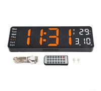 Filteilect Horloge murale numérique avec grand écran LED, date et température, compte à rebours et alarme, mémoire de mise hors tension, 33 cm, support mural moderne pour la maison, le bureau, l'école
