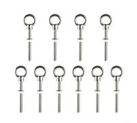 Filteilect Lot de 10 boulons à œil avec écrou et rondelle en acier inoxydable 316 fileté pour vis à anneau pour bateau M6 x 60 M8 x 80 M8 x 100 (M6 x 60)