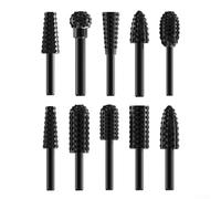 Filteilect Lot de 10 fraises rotatives à tige de 6 mm pour bois et plastique, acier à haute teneur en carbone traité thermiquement, outil de meulage