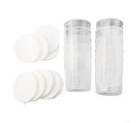 Filteilect Lot de 10 gobelets à médicaments en plastique transparent de 100 ml avec couvercles blancs pour échantillons de cuisine de laboratoire