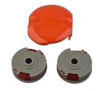 Filteilect Lot de 2 bouchons de bobine et fil de rechange pour débroussailleuse FLYMO - Compatible avec les séries FLY021, FLY060, PTXT25, ET23, STXT25, SET250 - 2 x bobines à double alimentation