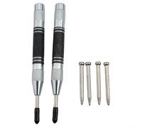 Filteilect Lot de 2 poinçons automatiques avec tension réglable et 4 pointes de rechange, outil de centrage à ressort pour métal, bois, verre, plastique, opération manuelle