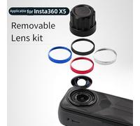 Filteilect Lot de 2 protections d'objectif pour Insta360 X5, objectif d'appareil photo en verre optique avec anneau en alliage d'aluminium et outil de retrait, multicolore en option (rouge)