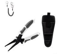 Filteilect Lot de 3 pinces de pêche en acier inoxydable avec outil de sertissage, extracteur de crochet et fente pour ouvre-anneau pour pêche en eau douce, salée et glace (blanc gris)