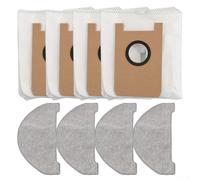 Filteilect Lot de 4 serpillères et sacs à poussière de rechange pour aspirateur robot Ultenic Lite, lot de 4 serpillères + 4 sacs filtrants, microfibre