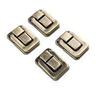 Filteilect Lot de 4 verrous à moraillon en fer antique et boucle à clip pour boîte à bijoux, valise et coffre en bois, style vintage en bronze vert, argent, or ou jaune (bronze vert M)