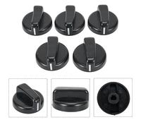 Filteilect Lot de 5 boutons de contrôle de cuisinière à gaz en plastique noir - Accessoires de réparation de plaques de cuisson - Ouverture de 8 mm - Diamètre de 4,3 cm - Compatible avec la plupart