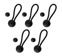 Filteilect Lot de 5 clips de cordon élastique pour tente, bateau, yacht, housse de camping-car - Fermeture à cordon antichoc avec bouton, boucle à bouton en nylon élastique pour camping, marine, (noir