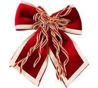 Filteilect Nœud de Noël en velours floqué 23 x 21 cm, décoration de vacances de luxe pour sapin, couronne (rouge vin)