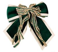 Filteilect Nœud de Noël en velours floqué 23 x 21 cm, décoration de vacances de luxe pour sapin, couronne (vert)