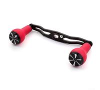 Filteilect Poignée de moulinet de pêche à double manivelle pour S, pièce de rechange en fibre de carbone et mousse, forme de gourde, 130 mm de long, diamètre du trou de 7 x 4 mm, (rouge gauche)