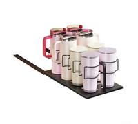Filteilect Support de bouteille d'eau extractible en métal, pour comptoir de cuisine, bureau, peut contenir 8 bouteilles avec fente pour poignée 43,5 x 25 x 17 cm (noir)