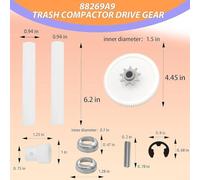 Filteilect Trash Compactor Drive Gear Kit 882699, engrenage de rechange pour Kenmore et modèles 735285 749046 749130 77776839, en plastique et fer avec crème