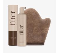 Filter By Molly-Mae Sunkissed Bundle | Mousse autobronzante extra foncée | Faux bronzage à séchage rapide sans traces | Brillance bronzée | Grand gant de bronzage doux en velours double face | Parfait