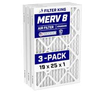 Filter King Lot de 4 filtres à air 19 x 25 x 1 | Filtres plissés pour chaudière climatisation MERV 8 | Taille réelle 18,5 x 24,5 x .75