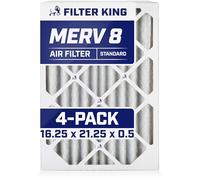 Filter King Lot de 4 filtres à air plissés MERV 8 HVAC 16,25 x 21,25 x 0,5 - Taille réelle : 41,25 x 21,25 x 0,5