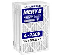 Filter King Lot de 4 filtres à air plissés MERV 8 HVAC - 16 x 59,5 x 1 a - Fabriqué aux États-Unis - Taille réelle : 40,6 x 59,5 x 1,9 cm