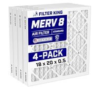 Filter King Lot de 4 filtres à air plissés MERV 8 HVAC - 18 x 20 x 0,5 A - Dimensions réelles : 18 x 20 x 0,5 cm