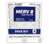 Filter King Lot de 4 filtres à air plissés MERV 8 HVAC 24 x 5,5 x 1 a | Fabriqué aux États-Unis | Taille réelle : 61 x 14 x 1,9 cm