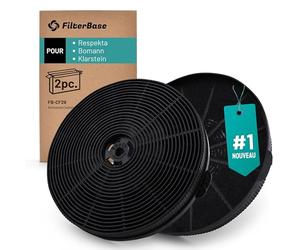 FilterBase® Filtre à charbon actif - Lot de 2 - Compatible avec Respekta MIZ1000N, Bomann KF 574, Klar-Stein 10032843, TMFILT4 hotte aspirante