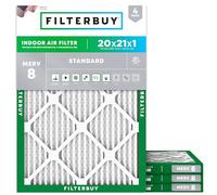 Filterbuy Filtre à air MERV 8 Dust Defense (lot de 4), filtre à air plissé de rechange pour chaudière CVC (dimensions réelles : 50,8 x 53,3 x 2,3 cm)