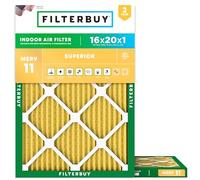 FilterBuy Lot de 2 filtres à air comprimés MERV 11, 16 x 20 x 1, dorés