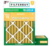 FilterBuy Lot de 2 filtres à air comprimés MERV 11 - 16 x 20 x 4 - Dorés